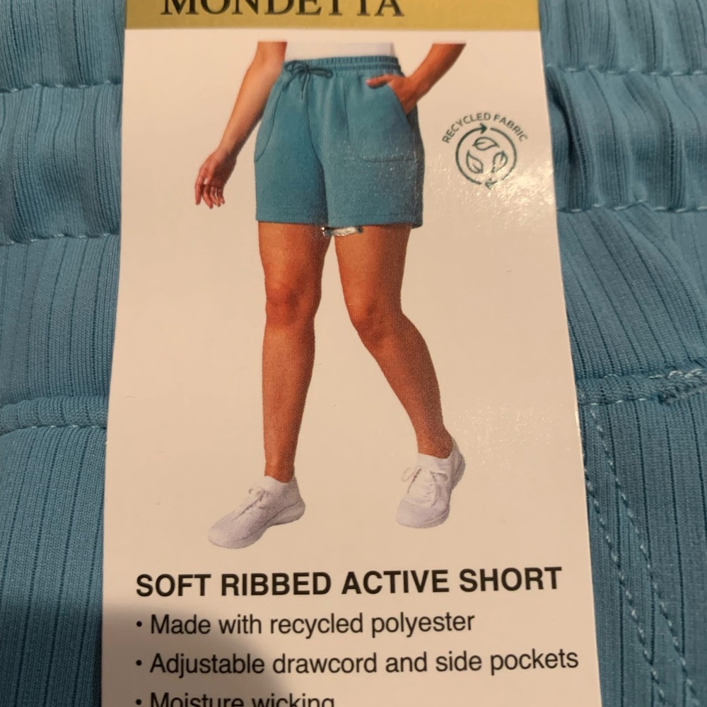 New Mondetta Women's Soft Ribbed Active Shorts, Adriatic Blue, Size L - Picture 5 of 9